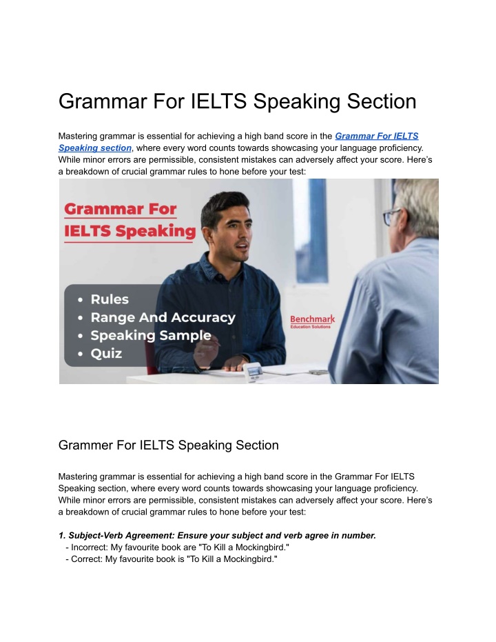 grammar for ielts speaking section