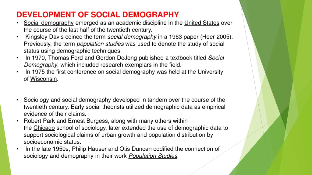 development of social demography social