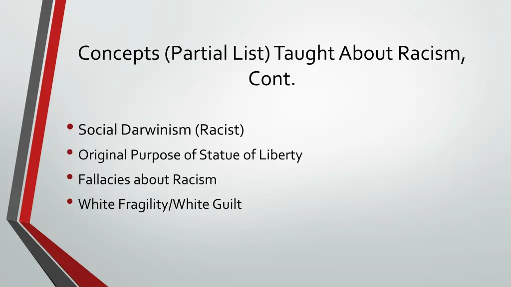 concepts partial list taught about racism cont