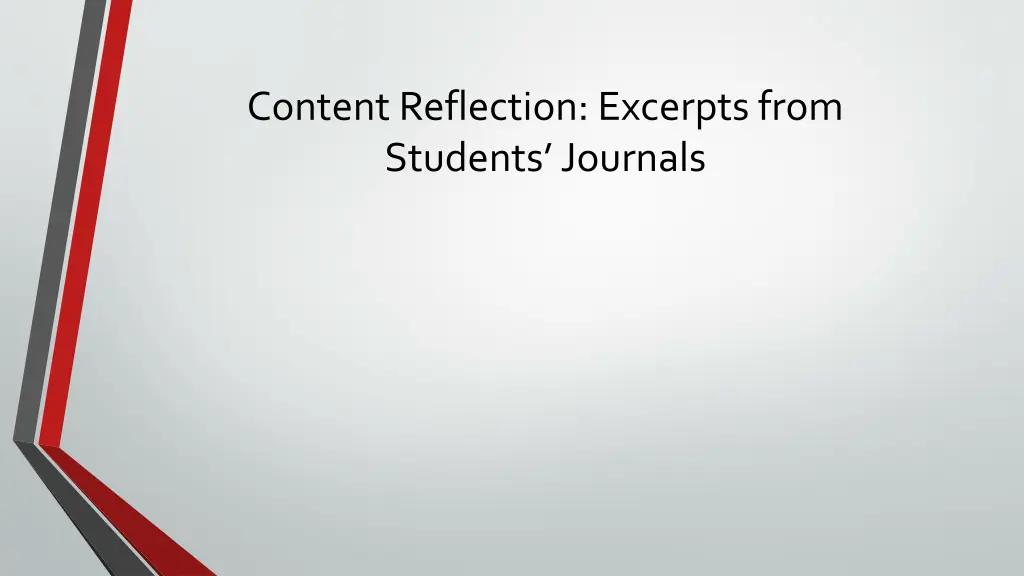 content reflection excerpts from students journals