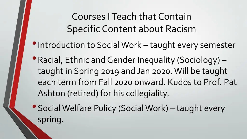 courses i teach that contain specific content