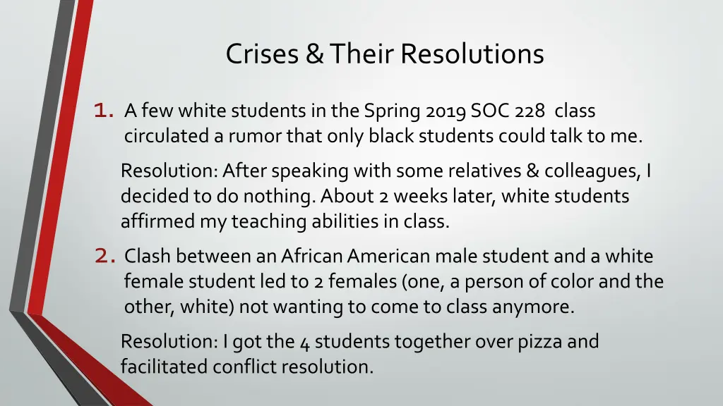 crises their resolutions