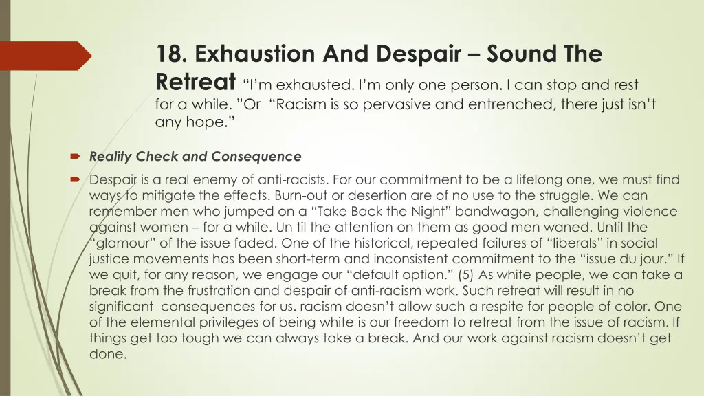 18 exhaustion and despair sound the retreat