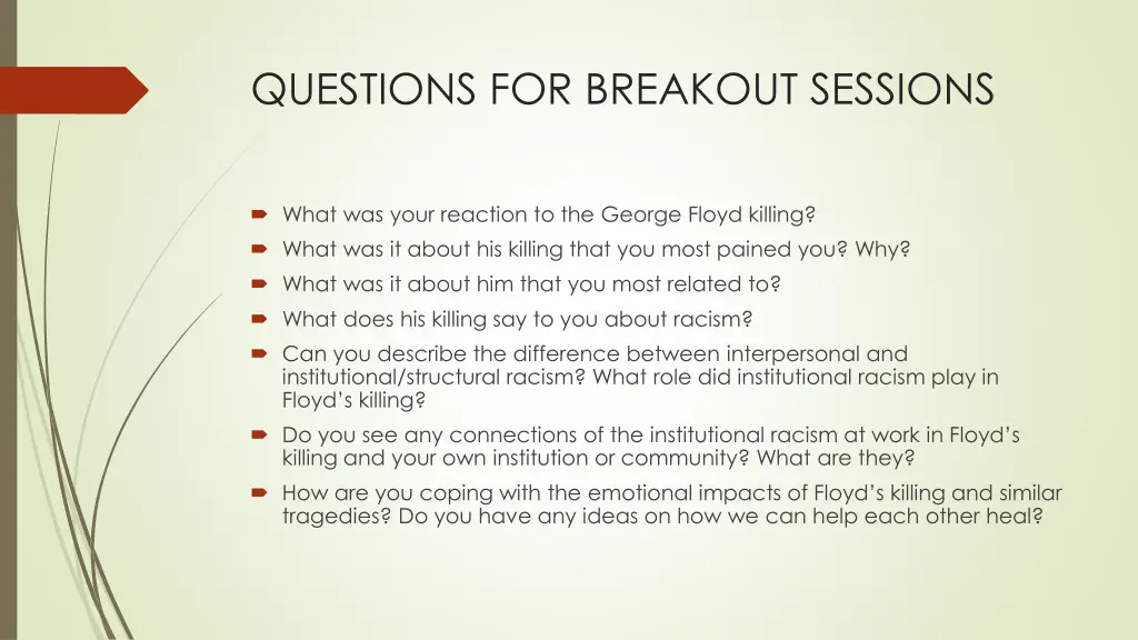 questions for breakout sessions