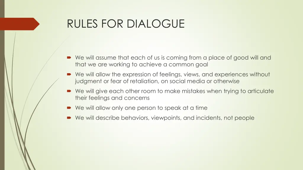 rules for dialogue