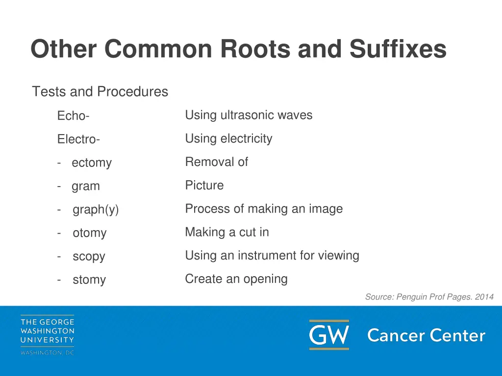 other common roots and suffixes