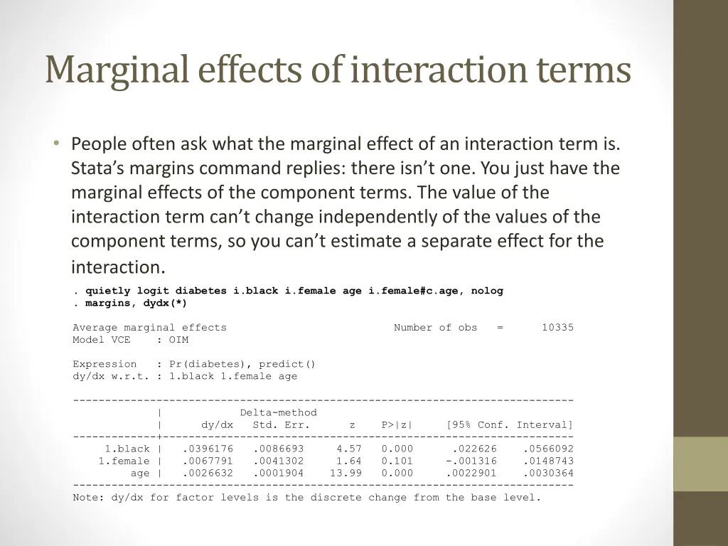 marginal effects of interaction terms