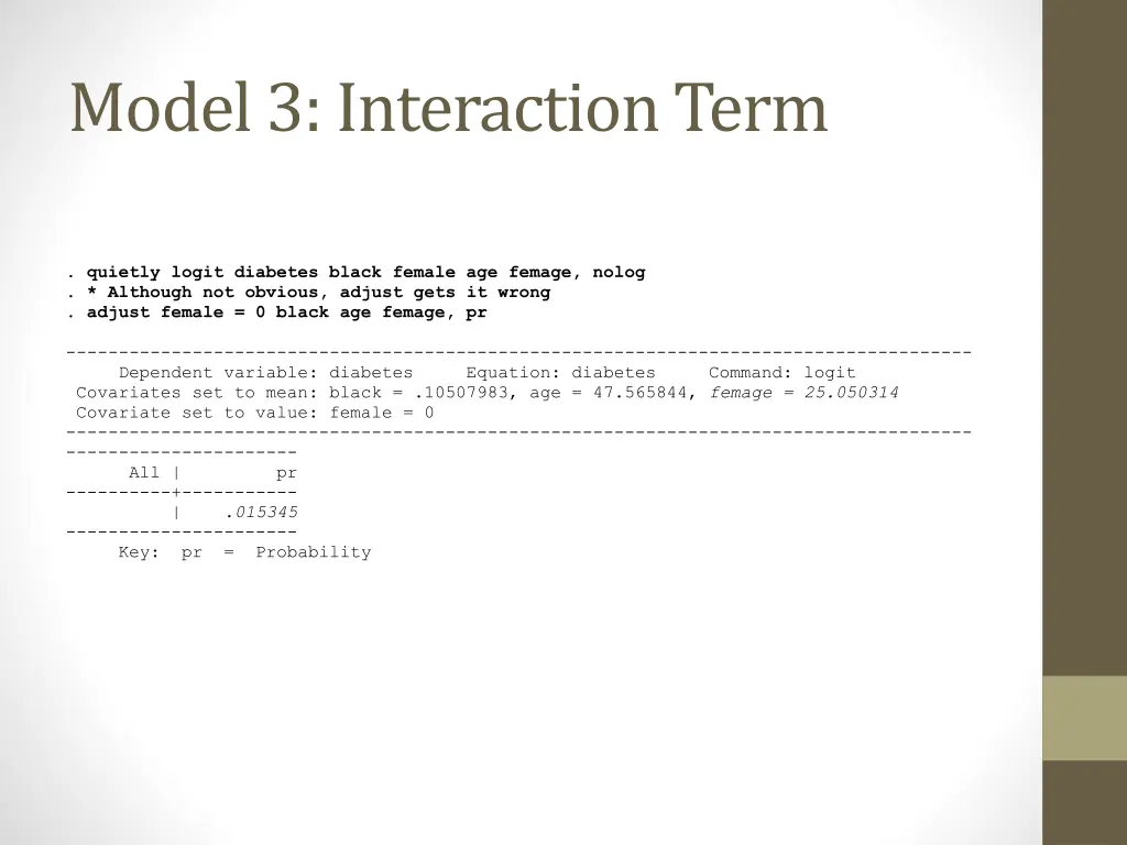 model 3 interaction term