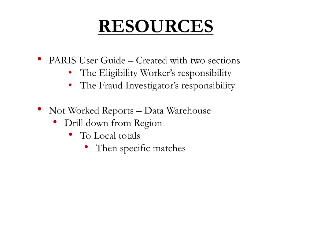 resources