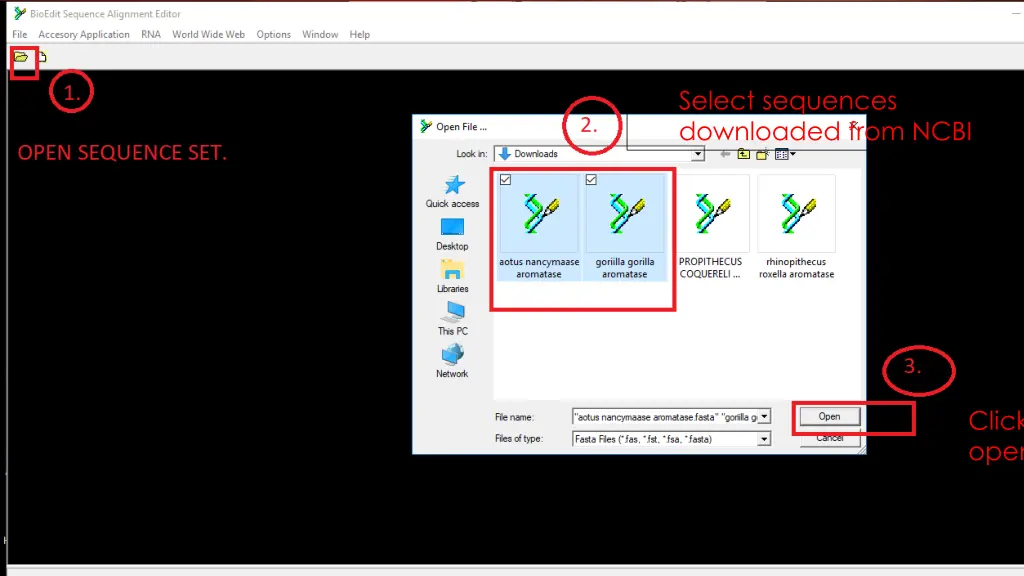 select sequences downloaded from ncbi