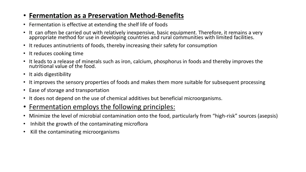 fermentation as a preservation method benefits