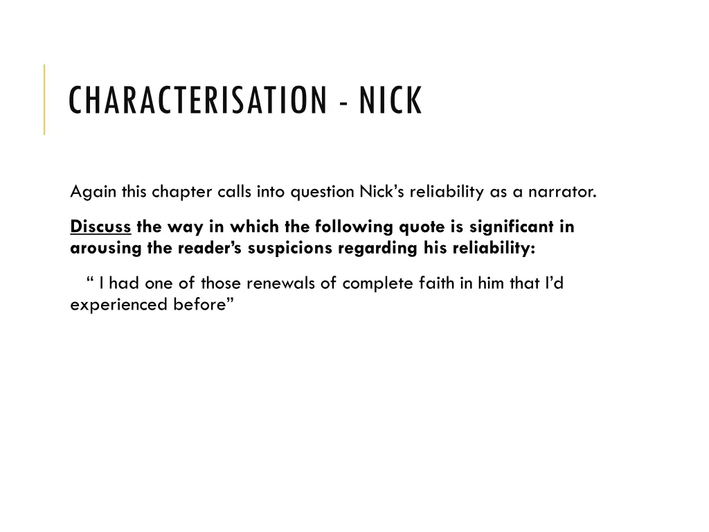 characterisation nick