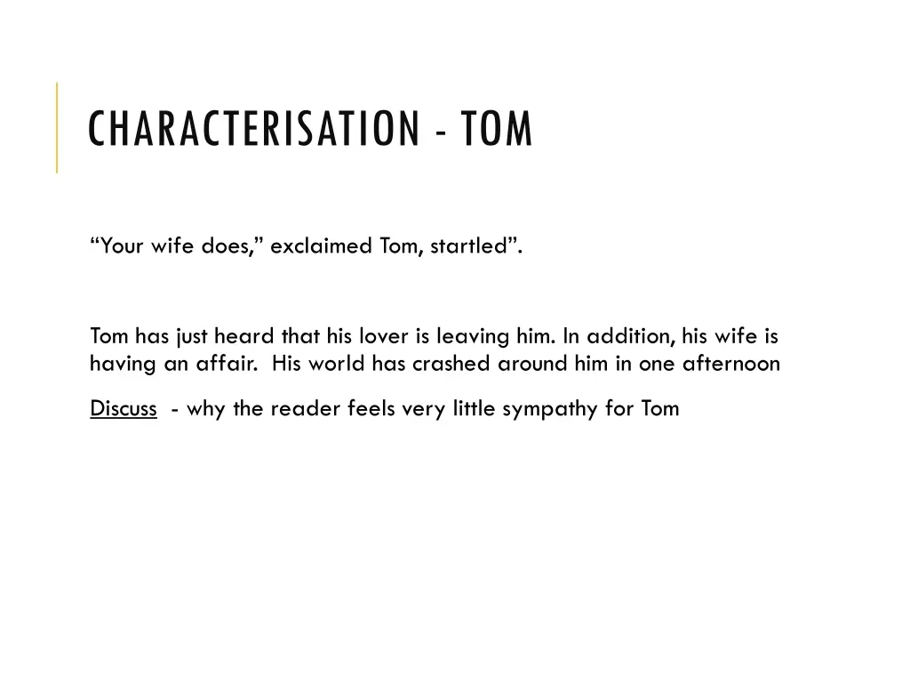 characterisation tom 1