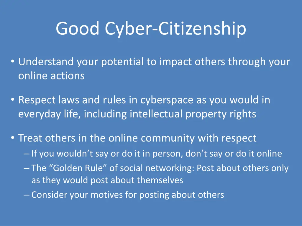 good cyber citizenship