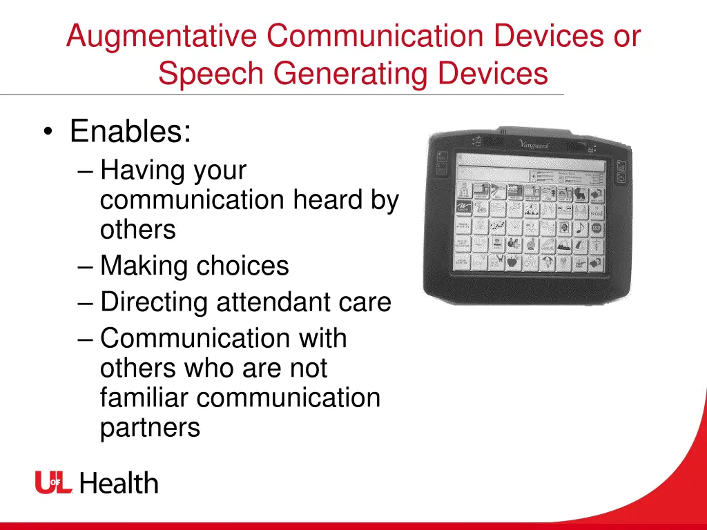 augmentative communication devices or speech