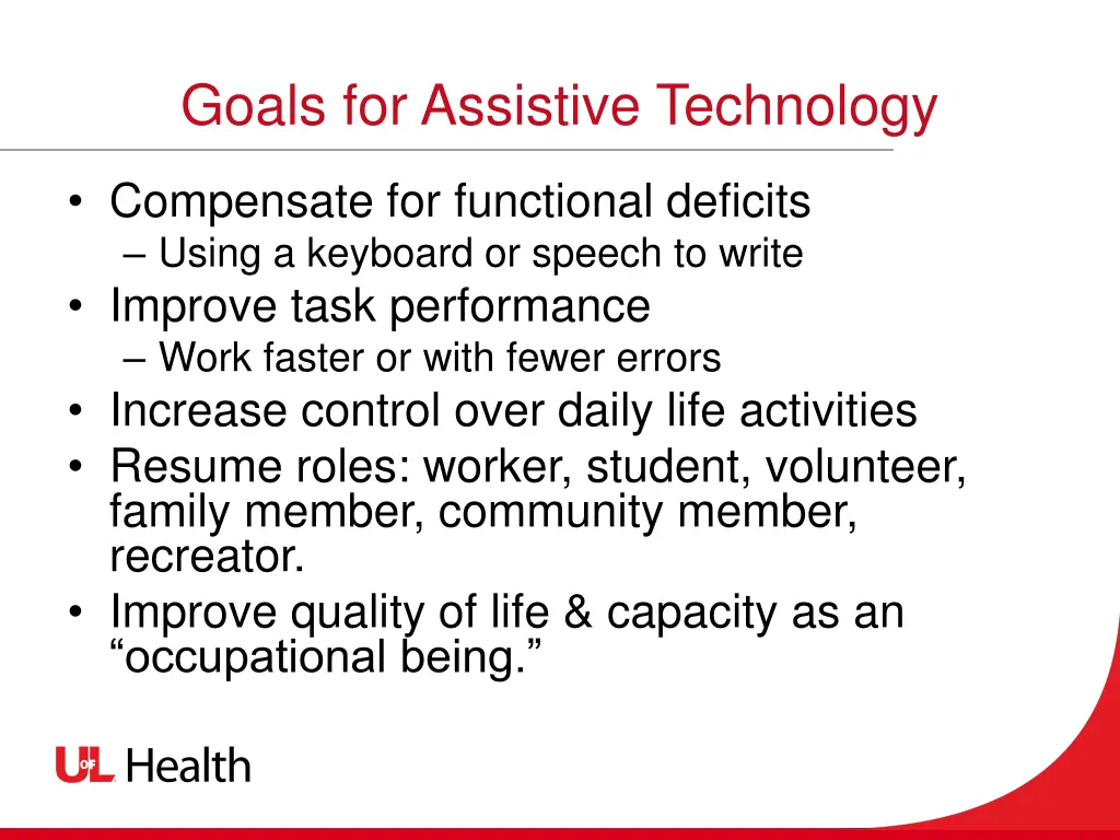 goals for assistive technology