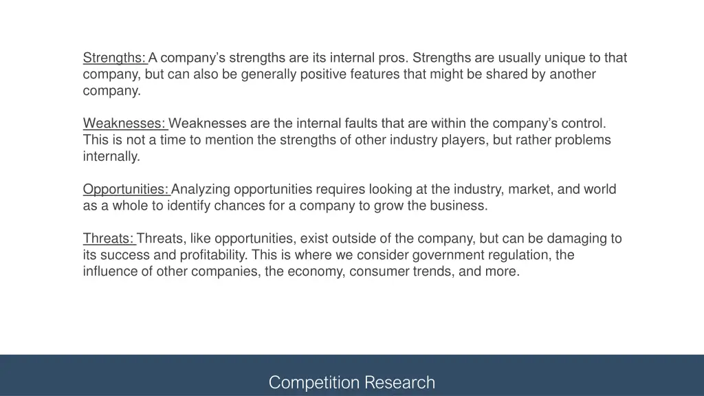 strengths a company s strengths are its internal