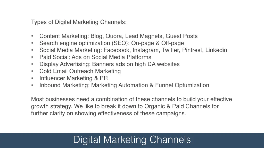 types of digital marketing channels