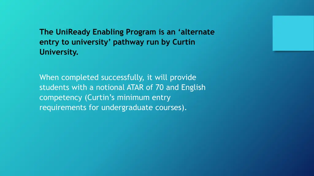 the uniready enabling program is an alternate