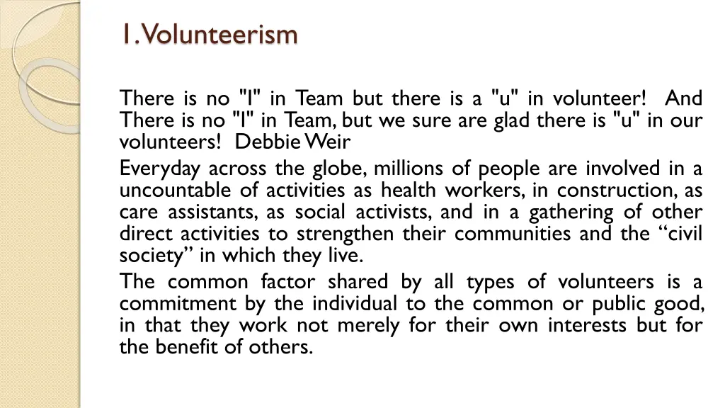 1 volunteerism