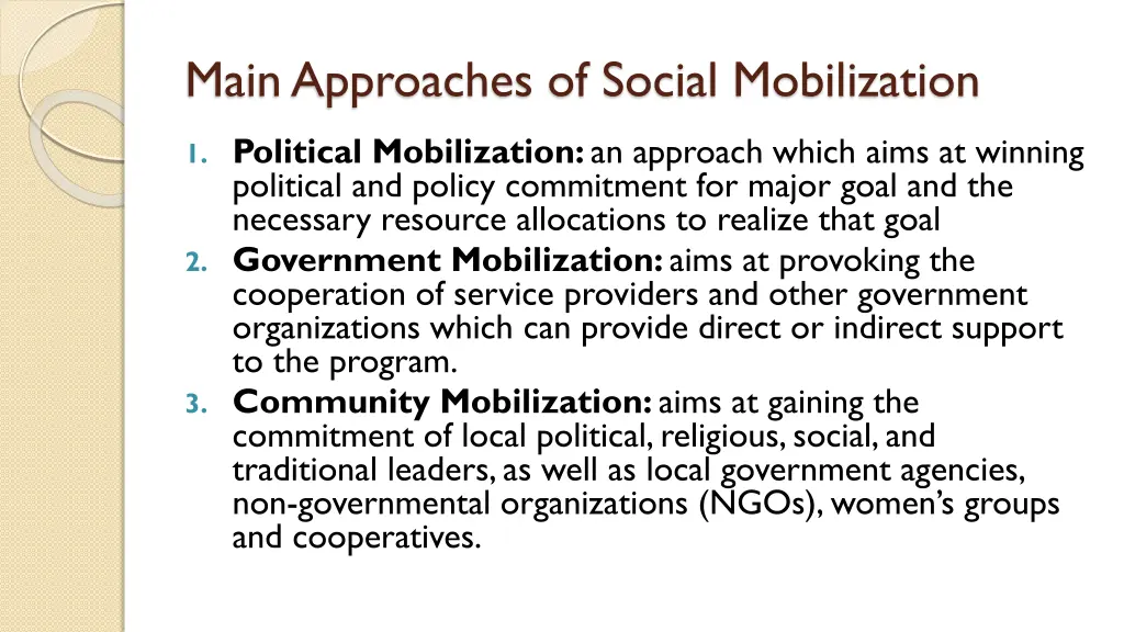 main approaches of social mobilization