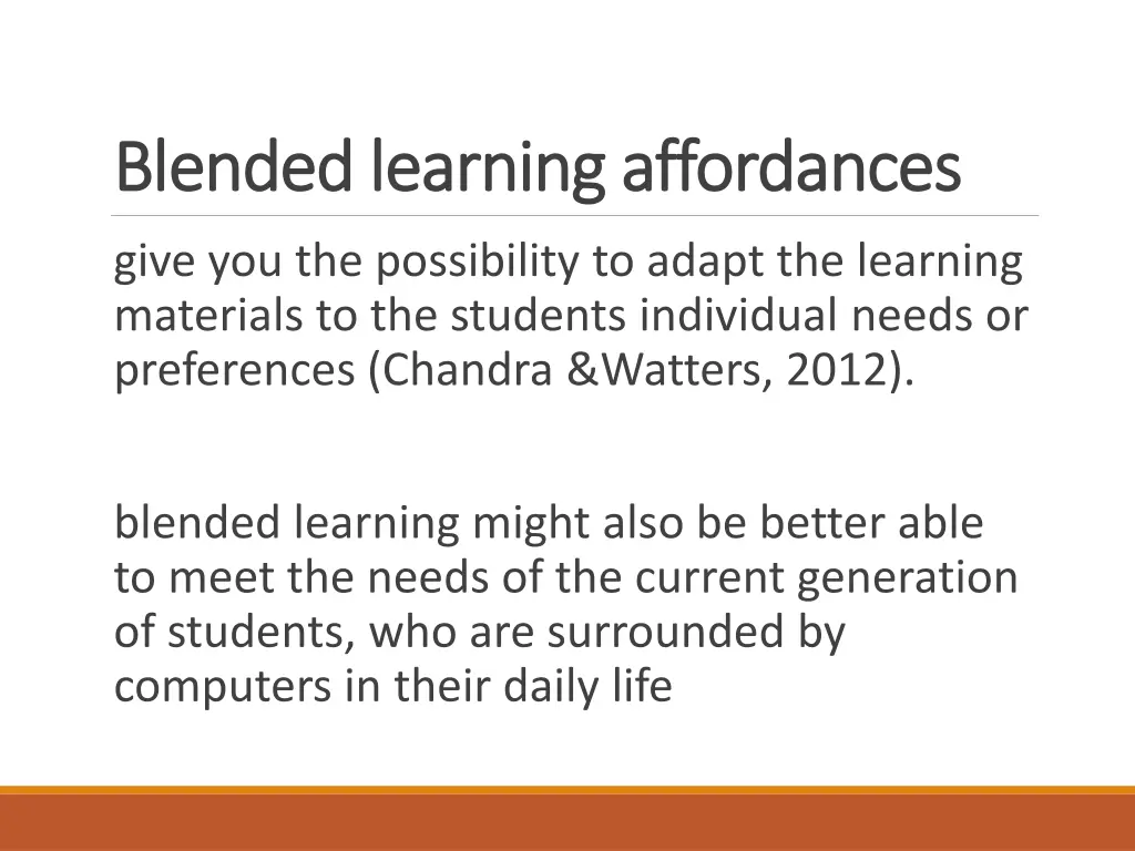 blended learning affordances blended learning