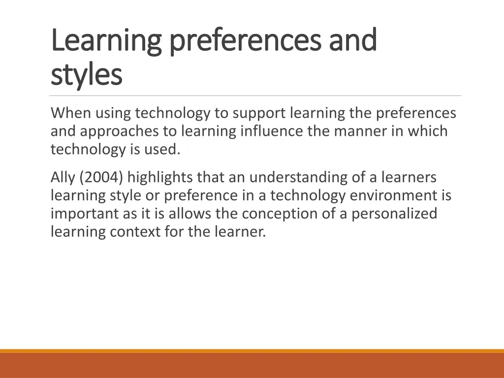 learning preferences and learning preferences