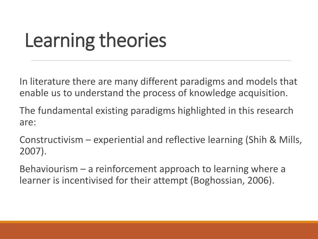 learning theories learning theories