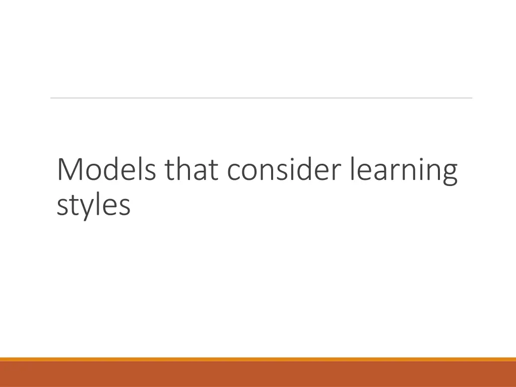 models that consider learning styles