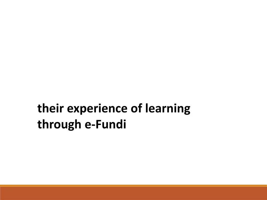 their experience of learning through e fundi