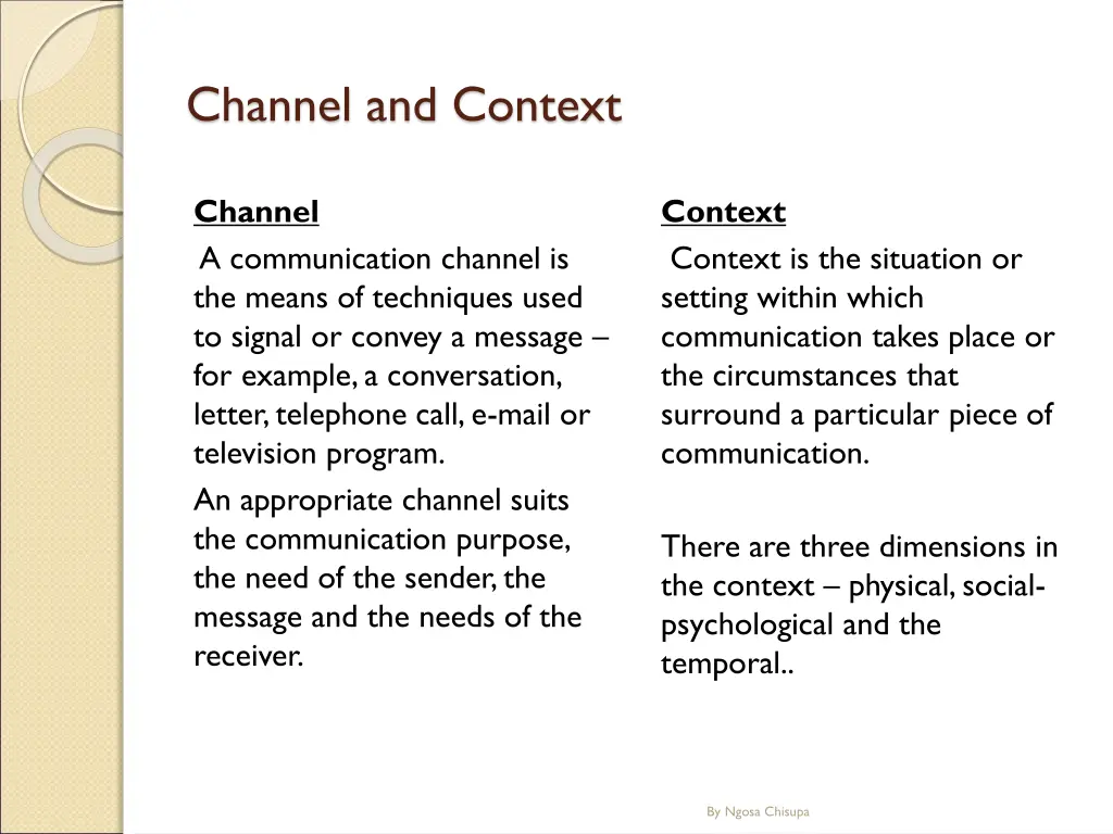 channel and context