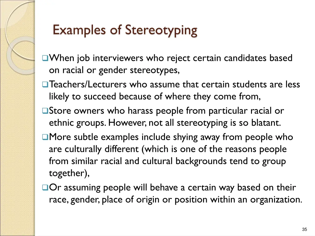 examples of stereotyping