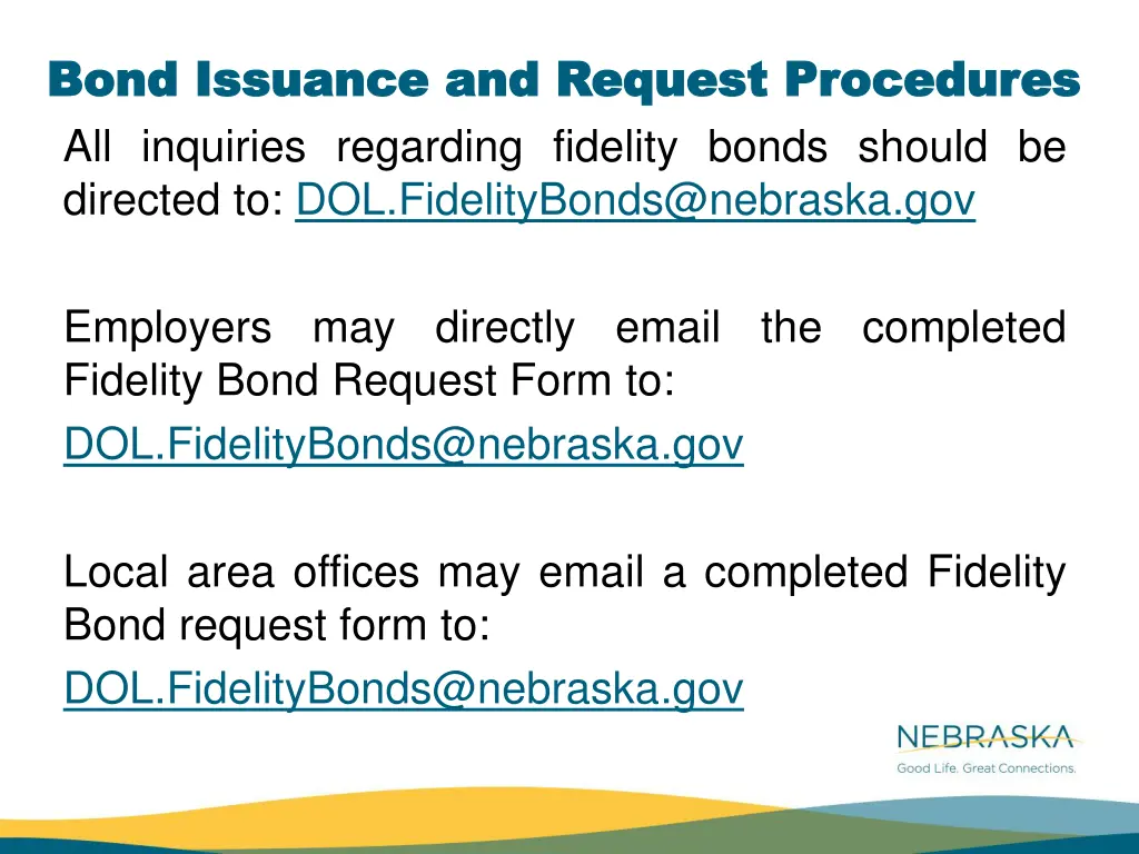 bond issuance and request procedures bond