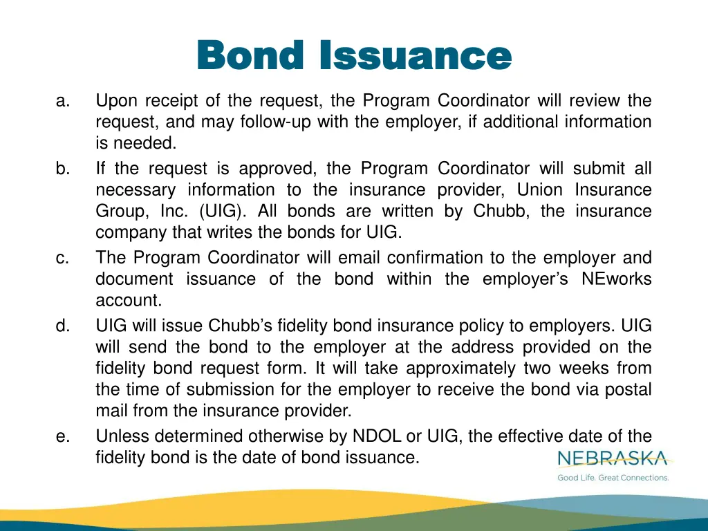 bond issuance bond issuance upon receipt