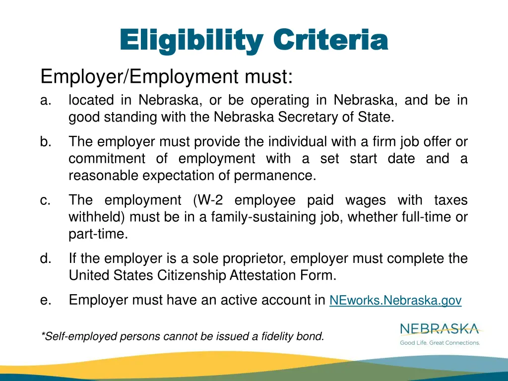 eligibility criteria eligibility criteria 1