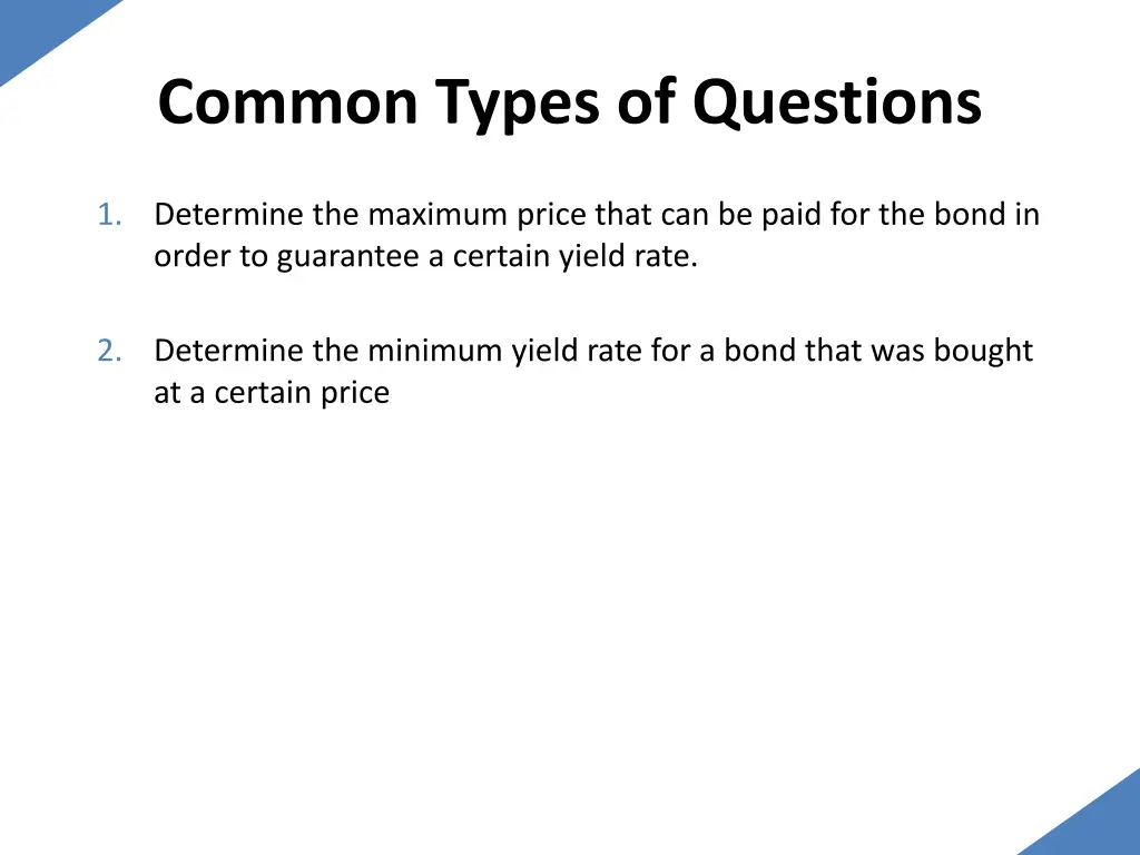 common types of questions 1