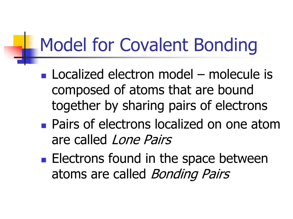 model for covalent bonding