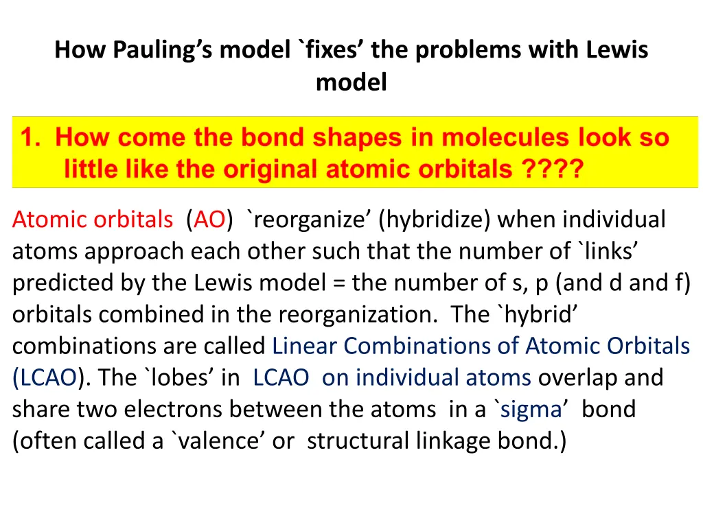 how pauling s model fixes the problems with lewis