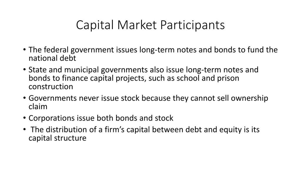 capital market participants