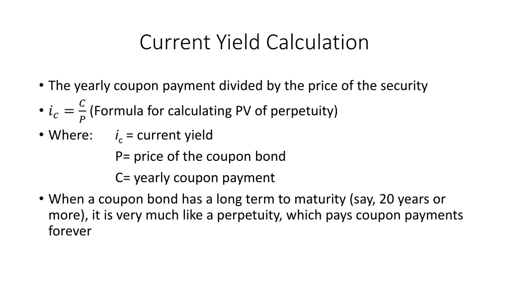 current yield calculation