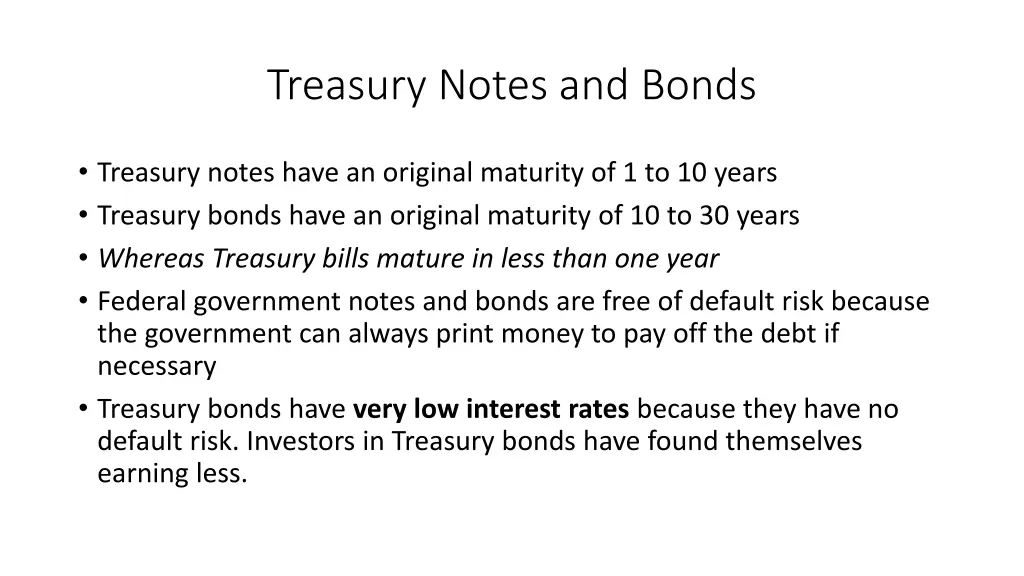 treasury notes and bonds