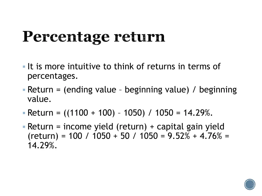 percentage return