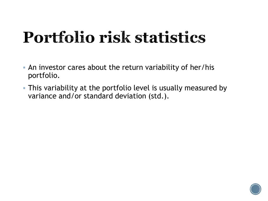 portfolio risk statistics