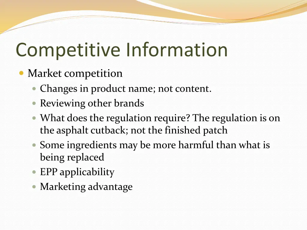 competitive information