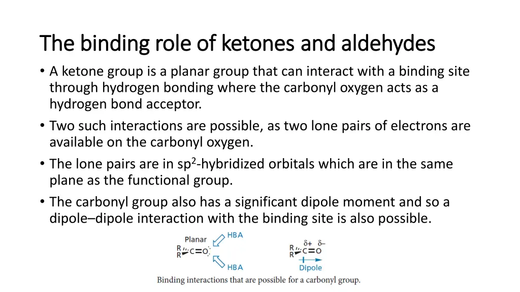 the binding role of ketones the binding role