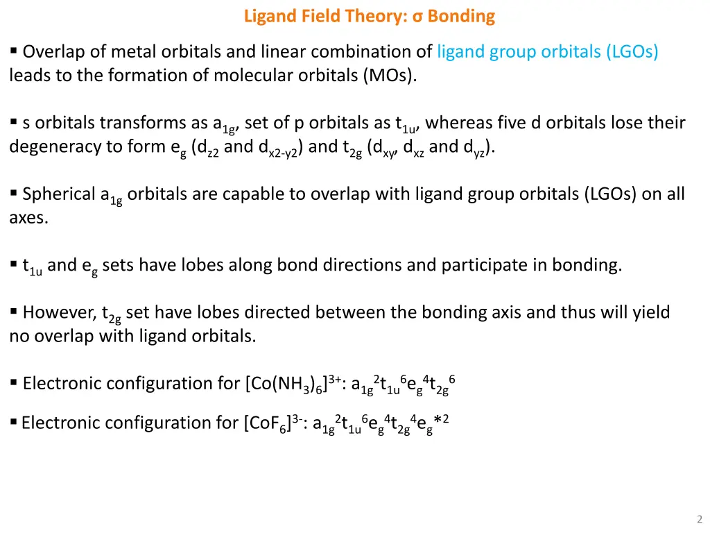 ligand field theory bonding 1