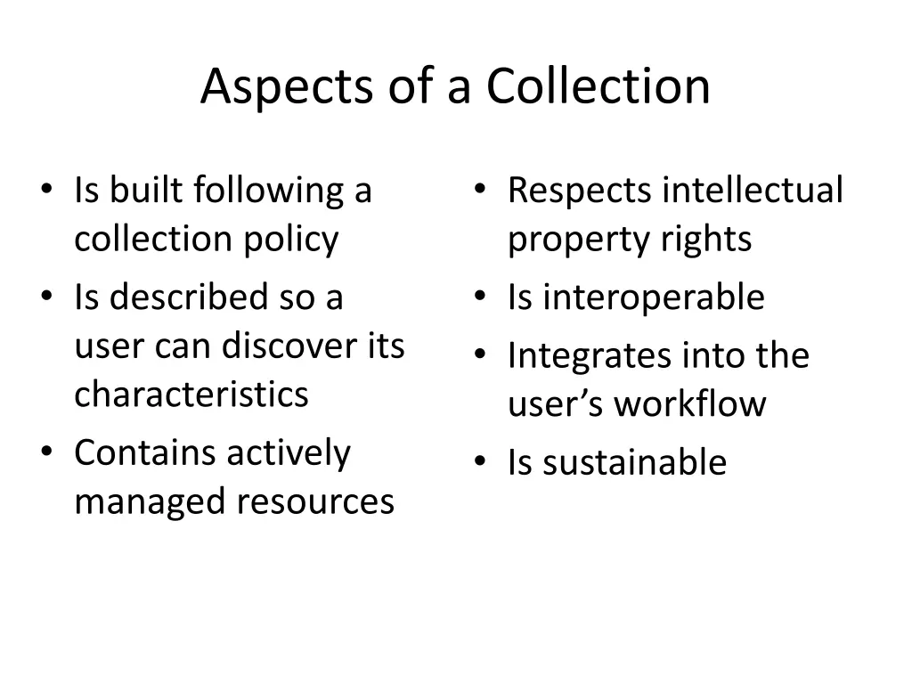 aspects of a collection