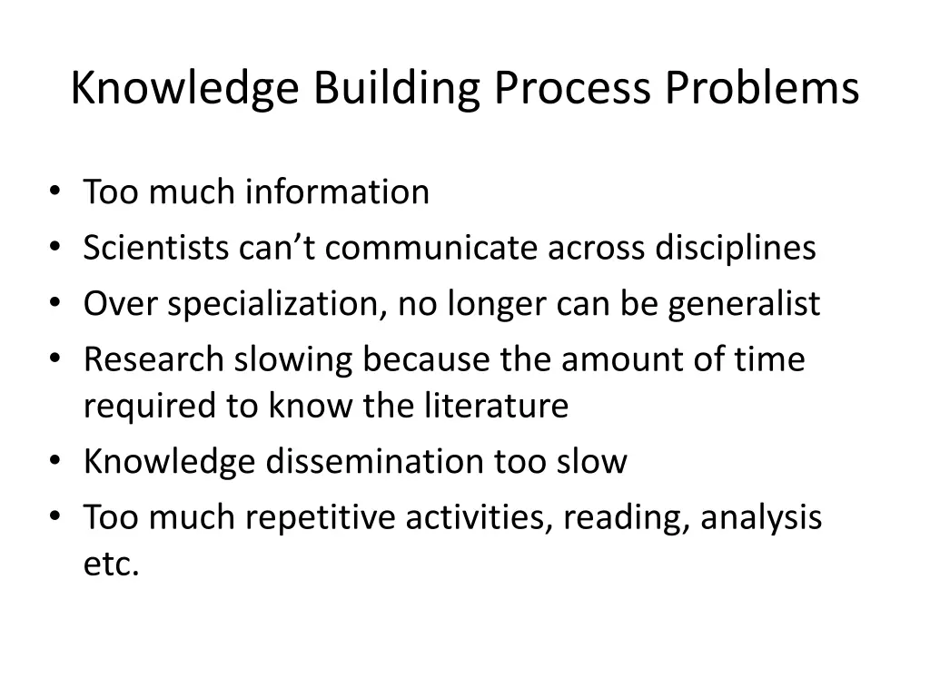 knowledge building process problems