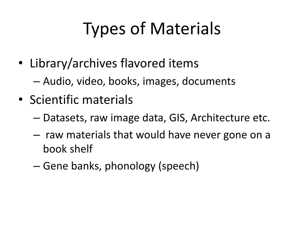 types of materials