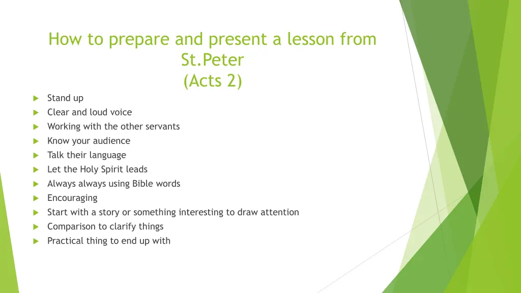 how to prepare and present a lesson from st peter